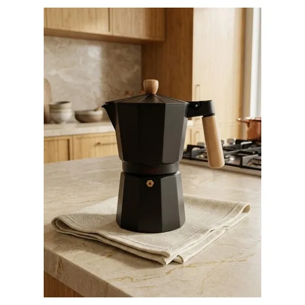Taşev Garen Siyah 9 Fincan Moka Pot