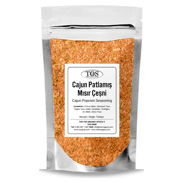 TOS The Organic Spices Cajun Patlamış Mısır Çeşni 100 gr Cajun Popcorn Seasoning - Premium Quality Baharat Karışımı