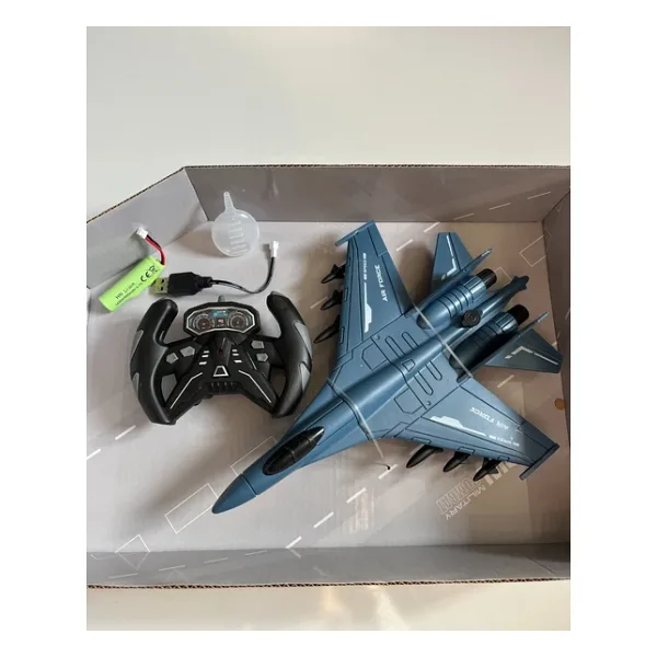 Uzaktan Kumandalı 2.4G Şarjlı Duman Atan Uçak Mavi 28 Cm