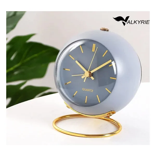 Valkyrie Akar Saniyeli Işıklı Metal Gold Dijital Masa Saati Alarmlı Mavi