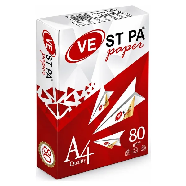 Vestpa A4 Fotokopi Kağıdı, 80 Gr/m2, 500 Yaprak, Lazer ve Inkjet Yazıcı Uyumlu, Yüksek Beyazl