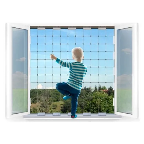 Winblock Çocuk Pencere Çelik Güvenlik Ağı Orta Boy Kutu - Beyaz - 60 x 100 cm