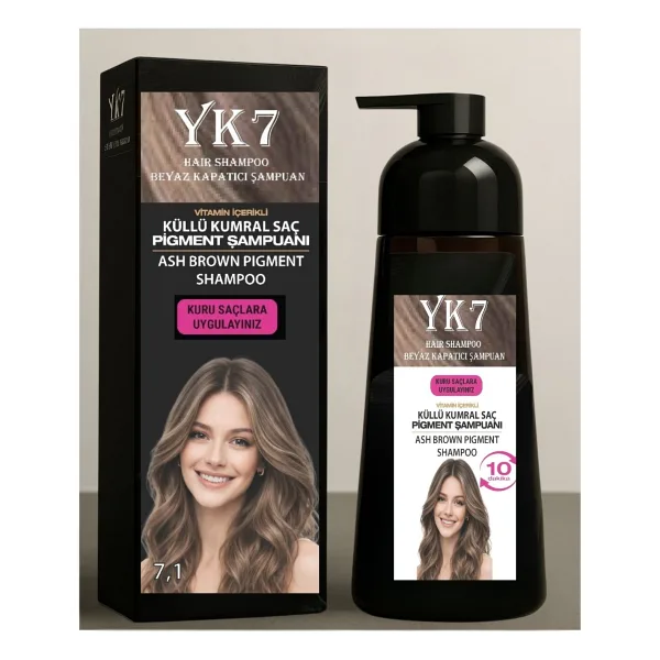 Yk7 Kozmetik Yk7 Beyaz Kapatıcı (Küllü Kumral 7.1) Şampuan 300 Ml.