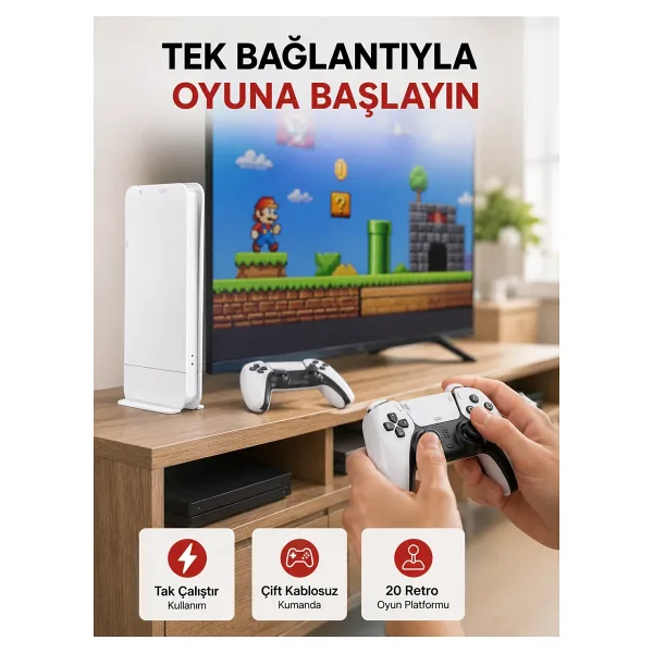 20.000 Klasik Oyun Dahili Kablosuz Kontrollü Oyun Kutusu