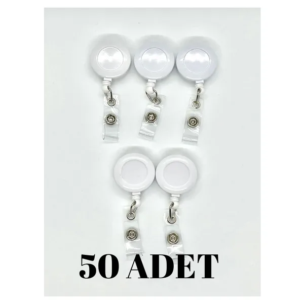 50 Adet Beyaz Plastik Yoyo Kart Tutucu