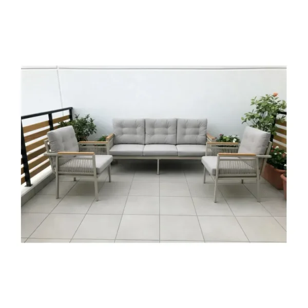 Adımshops Opal 3+1+1 (Gri) Metal Gövde Balkon-Bahçe-Kafe,Çay Seti,Koltuk Takımı,Oturma Grubu,Ofis Koltuğu