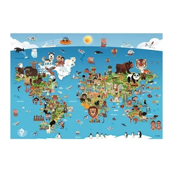 Anatolian Karikatür Dünya Haritası Puzzle 260 Parça 3338