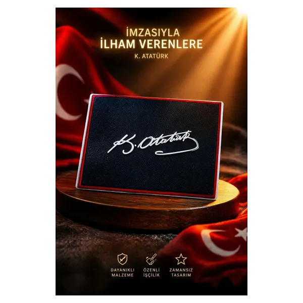 ASTUNİNG Araba Oto Kaymaz Kaydırmaz Torpido Pedi - Kemal Atatürk İmza