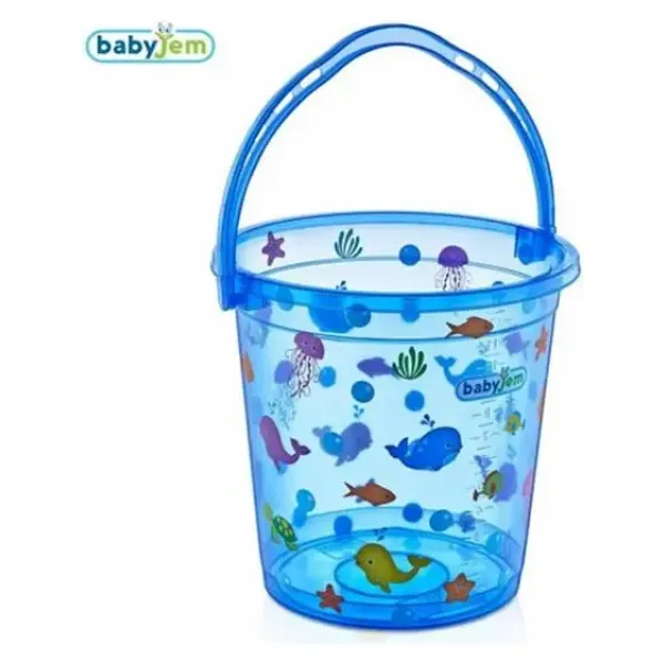 Babyjem Şeffaf Desenli Mavi Bebek Banyo Kovası