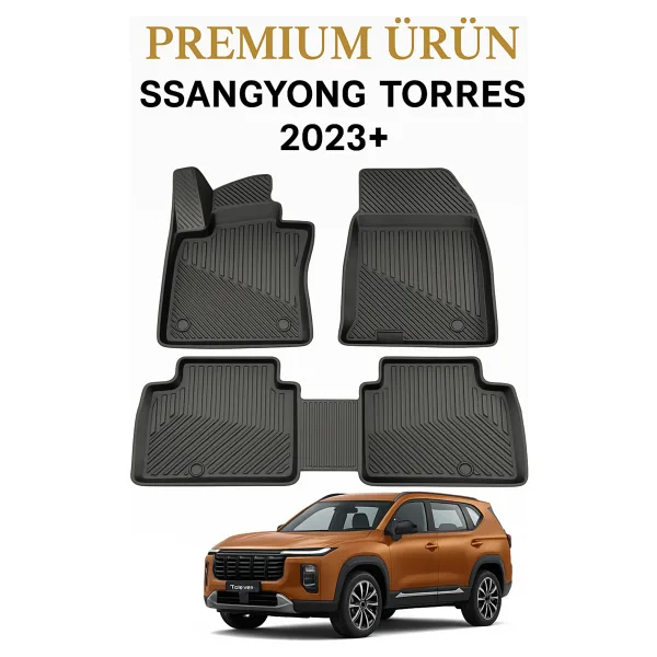 Black Gold Ssangyong Torres 2023+ Uyumlu 3D Oto Paspas Premium