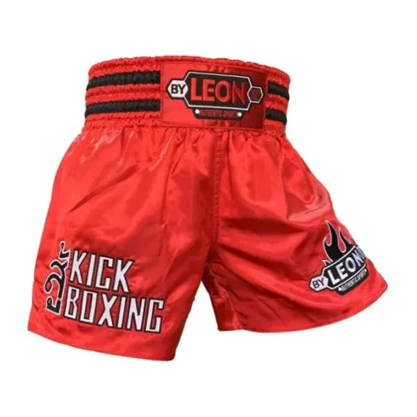By Leon 1982 Leon Kick Boxing Nakışlı Kick Boks Şortu Kırmızı BYL1002RED