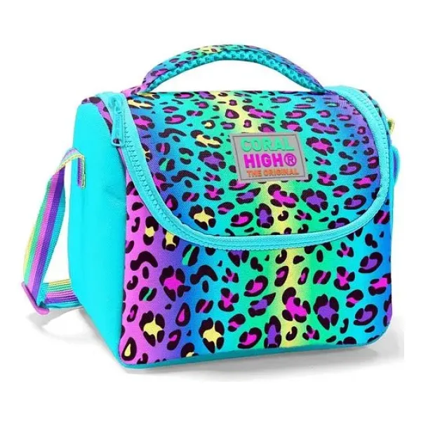 Coral High 11785 Renkli Leopar Desenli Termoslu Beslenme Çantası