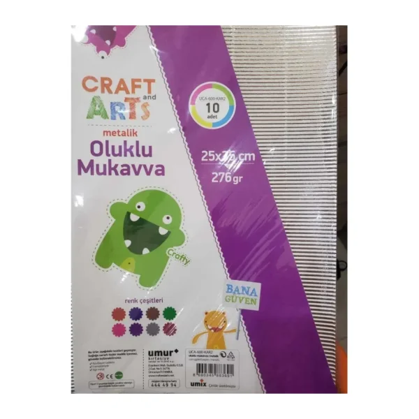 Craft And Arts Oluklu Mukavva Metalık 25X35 10'Lu 276Gram
