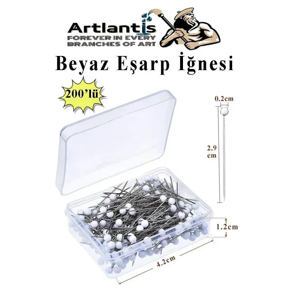 Eşarp İğnesi Beyaz 200 Lü 1 Paket Türban İğnesi Başörtüsü Toplu İğne Şal Düğün Nikah Nişan Kına Sünnet Takı İğnesi