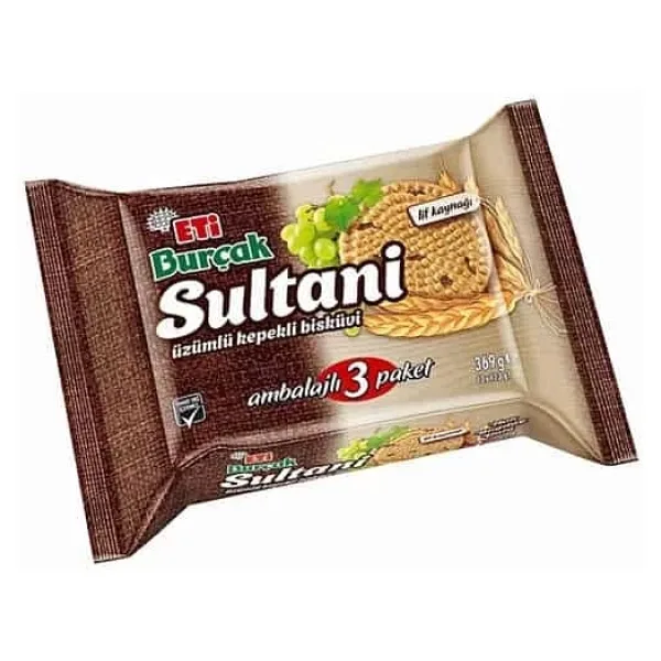 Eti Burçak Sultani Üzümlü Kepekli Bisküvi 3x123 gr