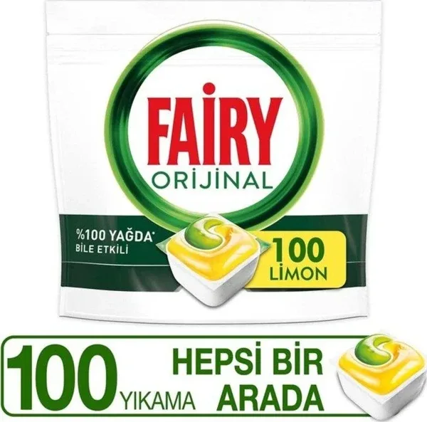 Fairy Hepsi Bir Arada Limon Bulaşık Makinesi Tableti 100'lü