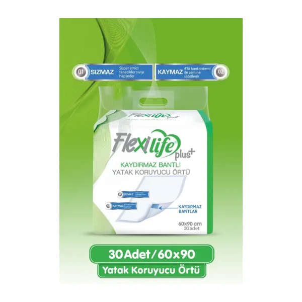 Flexi Life Plus Kaydırmaz Bantlı 60x90 cm 30'lu Yatak Koruyucu Örtü