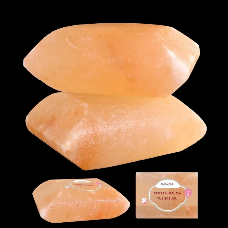 Hanzade Bitkisel Himalaya Tuz Sabunu 300-350 Gr x 2 Adet Zengin Mineralli Doğal Saf Pembe Himalaya Kaya Tuzu Sabunu Doğal Peeling