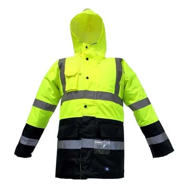 Junıor Jn1013 Waterproof Fosforlu Oxford Parka Sarı Lacivert M Beden
