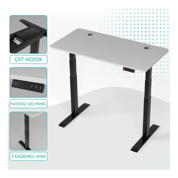 Karr Office O-Flex Duo 160x80 cm Çift Motorlu Elektrikli Beyaz Yükseklik Ayarlı Çalışma Masası