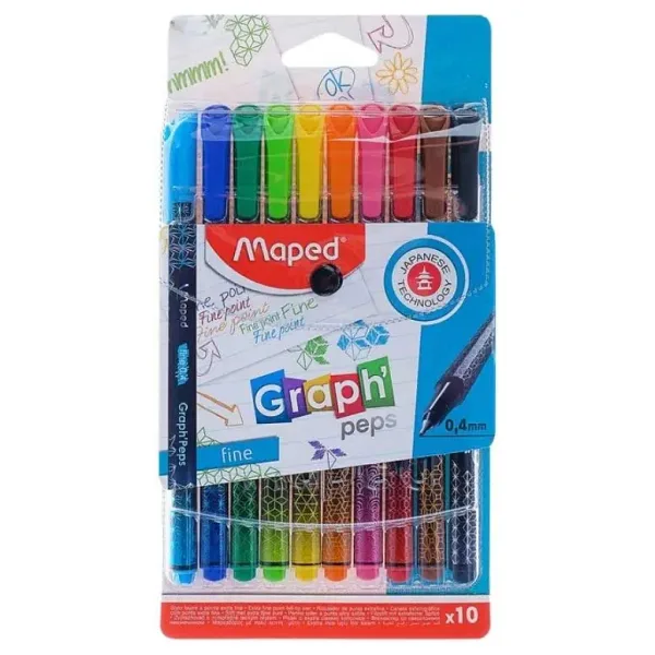 Maped 0.4 mm Desenli 10 Renk Keçeli Kalem