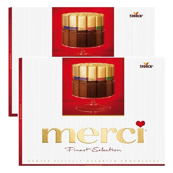 Merci Klasik Red Çikolata 2'li Paket 500 gr Özel Tasarım Kırmızı Hediye Kutusunda