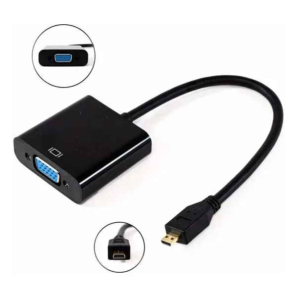 Micro Hdmi to Vga Kablo Dönüştürücü Çevirici Adaptör Siyah
