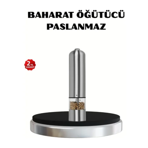 Modern Otomatik Baharat Öğütücü Seti - Pilli, Paslanmaz Çelik, LED Aydınlatmalı - Renkli