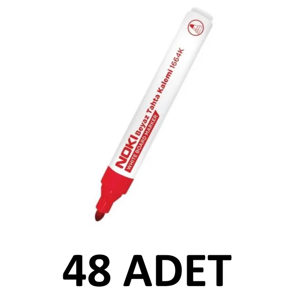 Noki 48 Adet 1664M Yazı Tahtası Kalemi Yuvarlak Uç Kırmızı