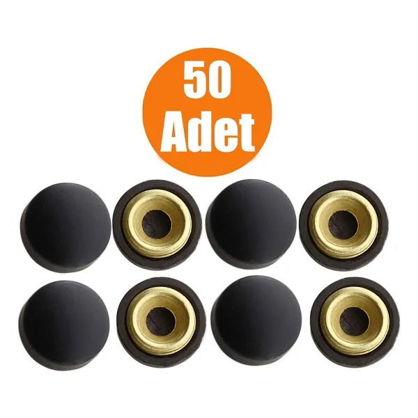 Nzb Dekoratif Vida Kapağı Kapatıcı 20 mm Mat Siyah Vida Tapası Tıpası (50 Adet)