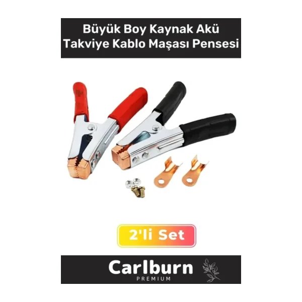 Özel Üretim Güçlü Yay Mekanizmalı 2'li Artı Eksi Büyük Boy Kaynak Akü Takviye Kablo Maşası Pensesi