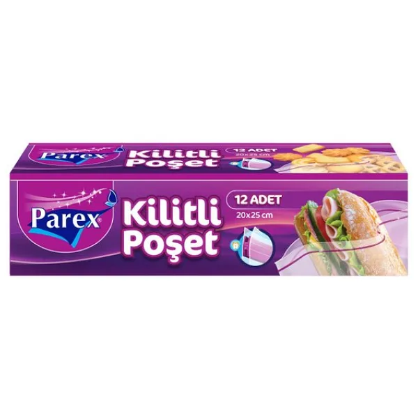 Parex Küçük Boy Kilitli Buzdolabı Poşeti 12'li