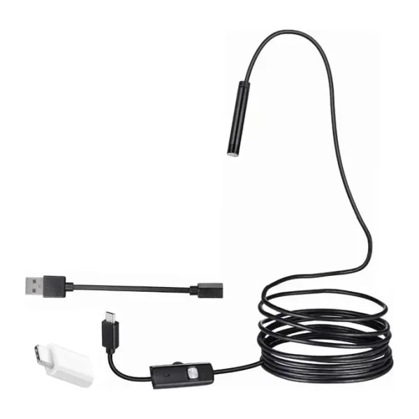 POWERMASTER 3IN1 (MİCRO USB+TYPE C+PC) 7 MM IŞIKLI 5 METRE ENDESKOP YILAN KAMERA