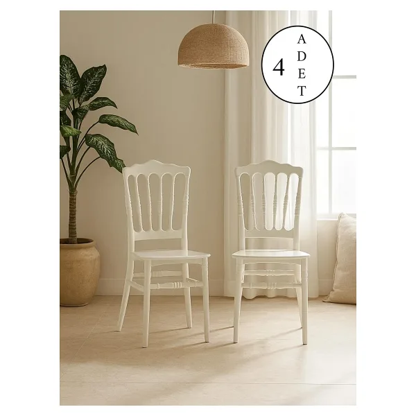 Sandalie 4 Adet Serena Beyaz Mutfak Sandalyesi, Yemek, Bahçe, Kafe, Modern Sandalye