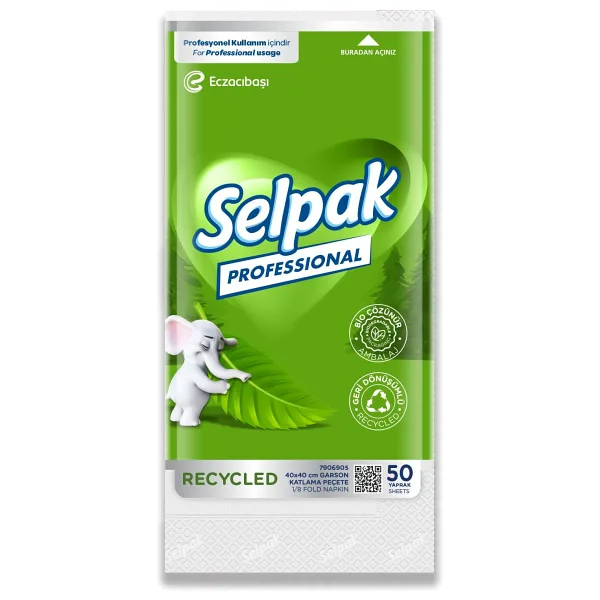 Selpak Professional Recycled Garson Katlama Peçete 50 Yaprak 40x40 1/8, 20'li