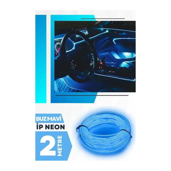 Skytrend Araç İçi Aydınlatma Torpido Led İp Neon Şerit Led Dekoratif Buz Mavisi 2 Metre