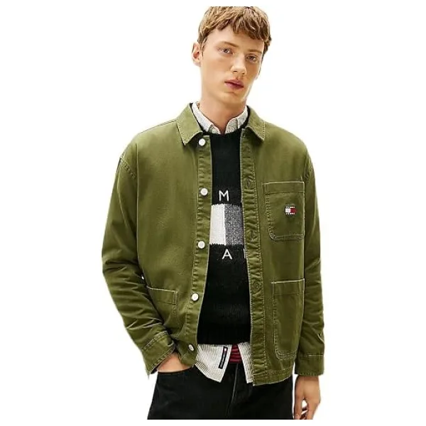 Tommy Hilfiger Erkek Tjm Relaxed Fit Linear Logo Detaylı T-Shirt - Orman Yeşili
