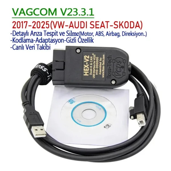 Vagcom Vcds 2017-25 Arıza Tespit Kodlama Gizli Özellik Adaptasyon - Hex V2