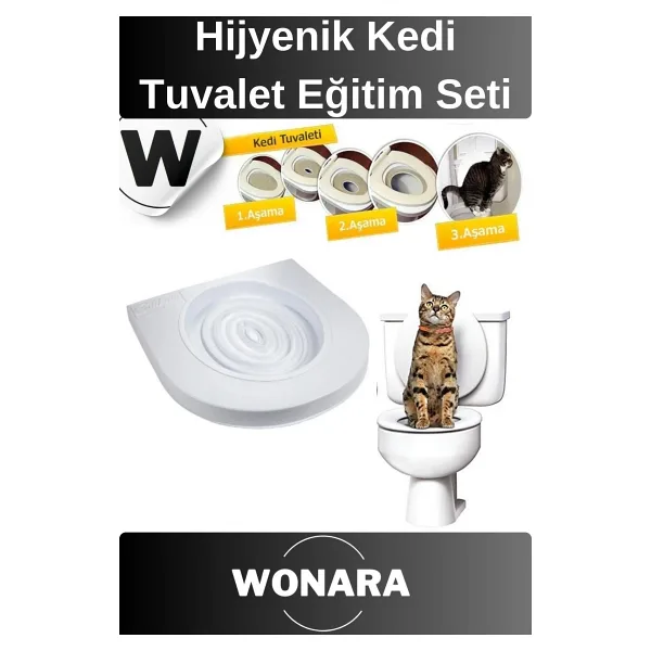 Wonara Pratik Yavru Yetişkinler Klozet Alıştırma Kapaklı Kum Kabı Hijyenik Kedi Tuvalet Eğitim Seti