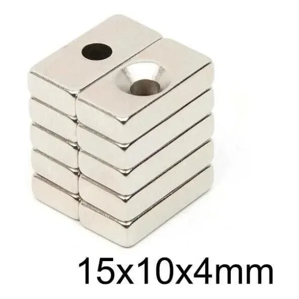 15X10x4-4mm Havşa Delikli Neodyum Güçlü Mıknatıs - Neodim Magnet