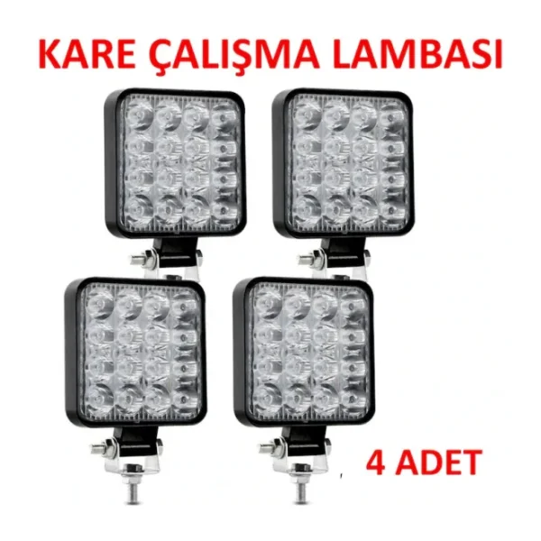 4 Adet 11x11 16 Led Kare Off Road Traktör Tir Kamyon Sis Fari Sis Lambasi Çalisma Lambasi Projektör