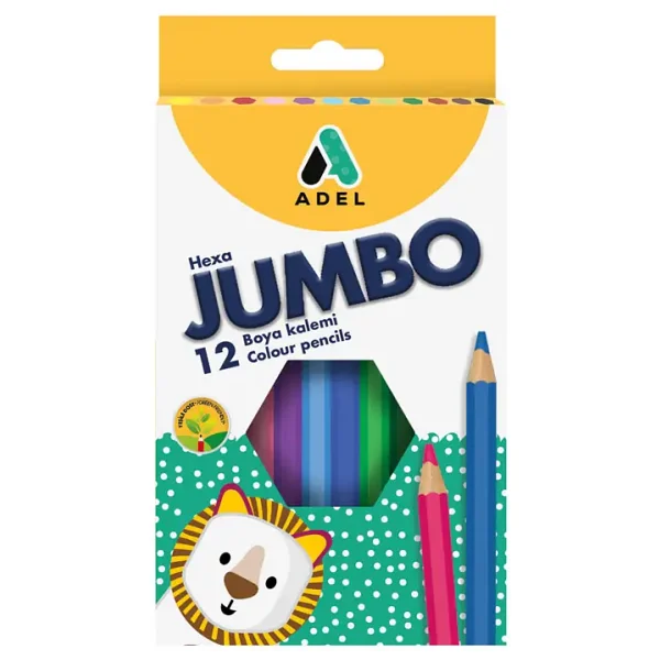 Adel Hexa Tam Boy 12'li Jumbo Kuru Boya Seti