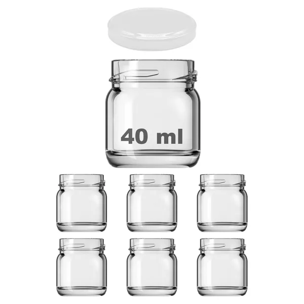 Afracam 40 ml Metal Beyaz Kapaklı 40 Cc Şeffaf Numune Cam Kavanoz Küçük 6 Adet