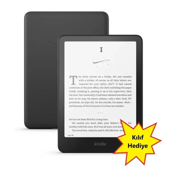 AMAZON KİNDLE 7″ PAPERWHİTE 12.NESİL 2024 E-KİTAP OKUYUCU 16GB REKLAMSIZ SİYAH + KILIF HEDİYE