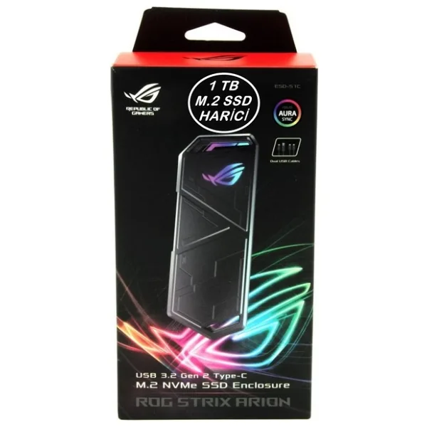 ASUS Rog Strix Arion 1tb M.2 Nvme Harici Ssd Tasınabılır Dısk Usb 3.2 Gen2 Type-c