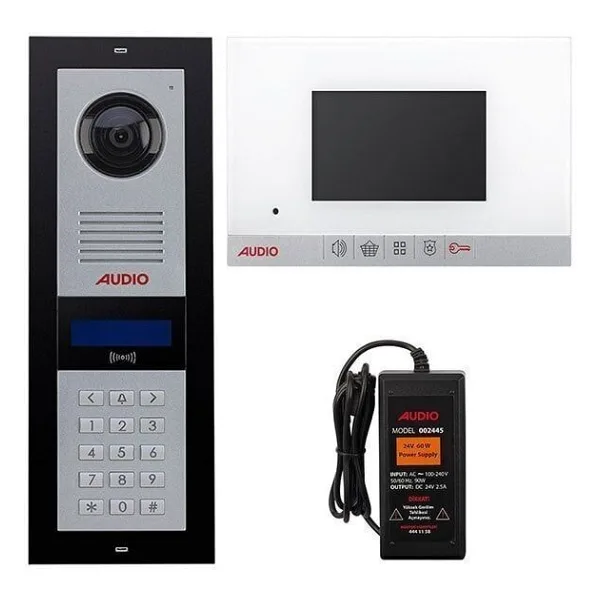 Audio 001180 4.3 inç 8 Daire Şifreli Panelli Görüntü Diafon Paketi