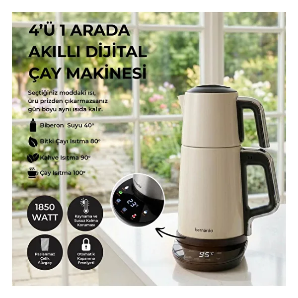 Bernardo Nova 2200 W Dijital Çelik Çay Makinesi