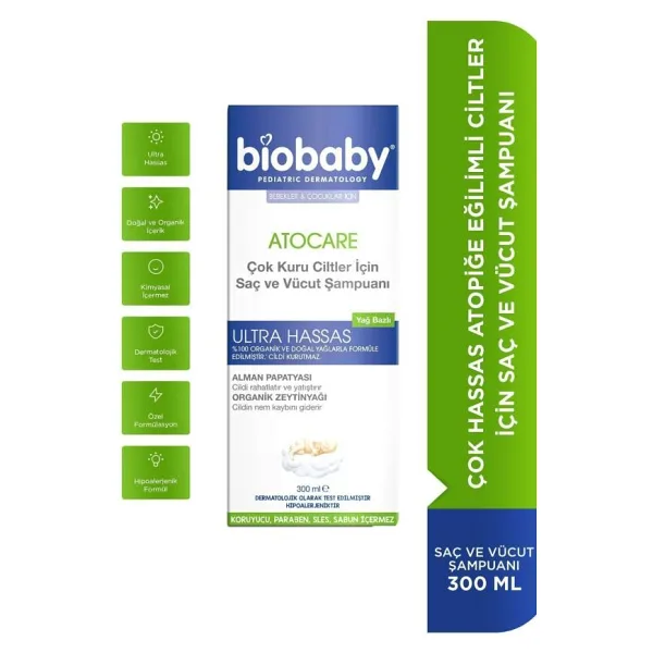 BioBaby Atopik Ciltler İçin Bebek Saç ve Vücut Şampuanı 300 ml