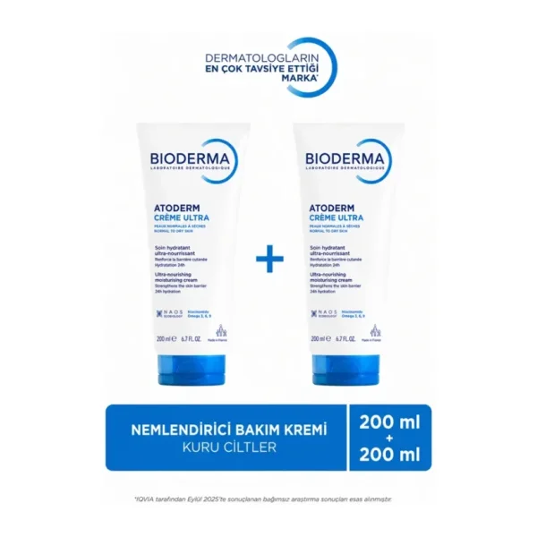 Bioderma Atoderm Ultra Nemlendirici Krem 200 ml 2 Adet