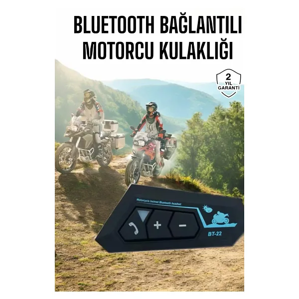 Bt22 Motosiklet Kask Kablosuz Intercom Su Geçirmez 5.0 Bluetooth